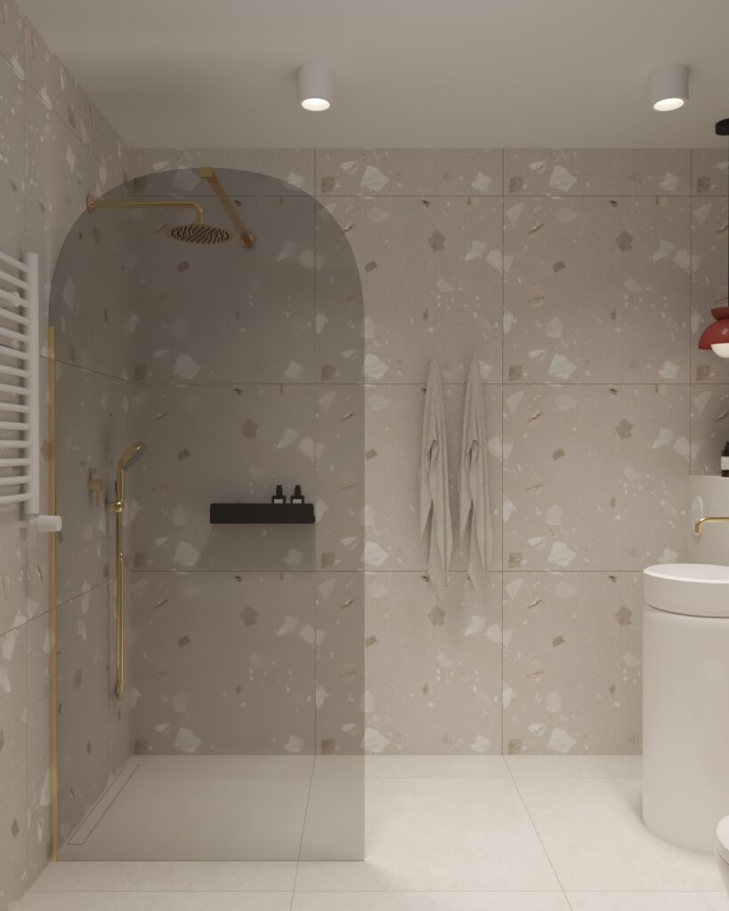 Przestronny prysznic z designerskimi akcentami