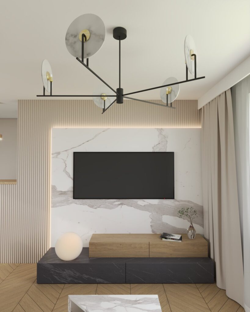 Przytulny salon z designerskimi meblami i naturalnym światłem