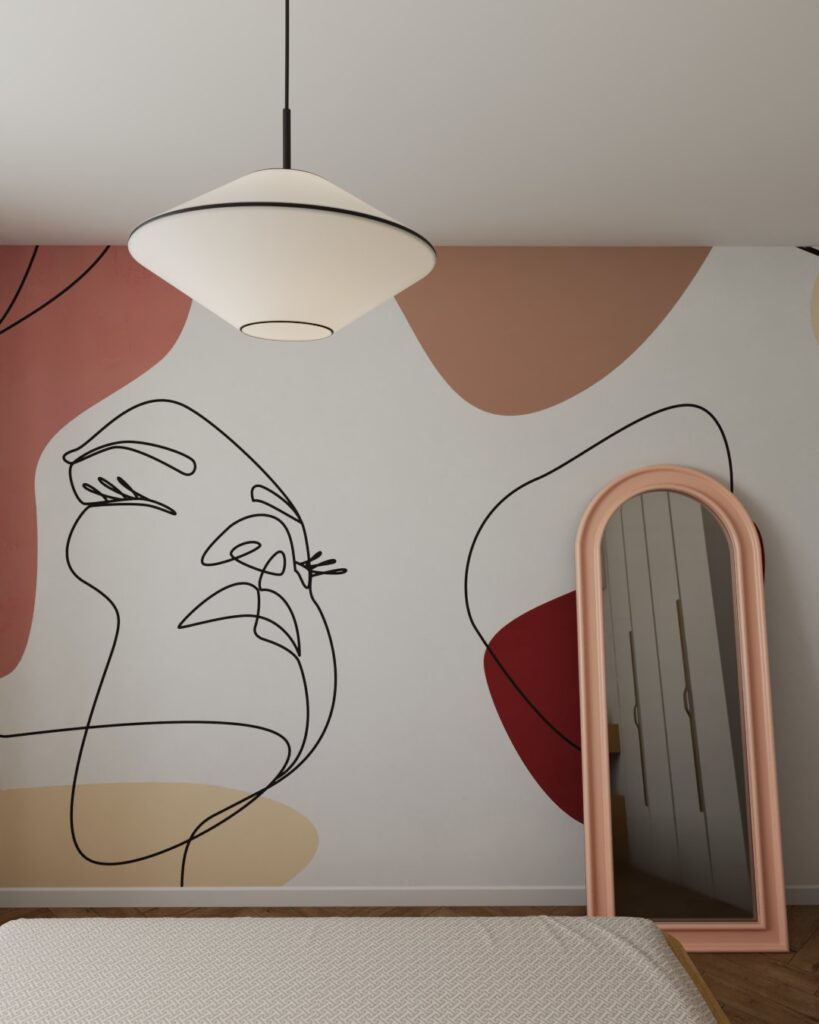 Sypialnia z przestronnym układem i eleganckim wykończeniem