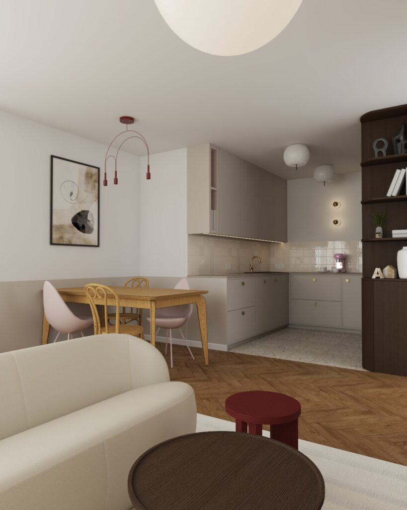 projekt wnetrz salonu eklektyzm